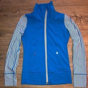 Blue and White Striped Lululemon Zip-Up